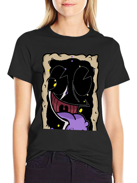 Cartoon Face Graphic Black T-Shirt