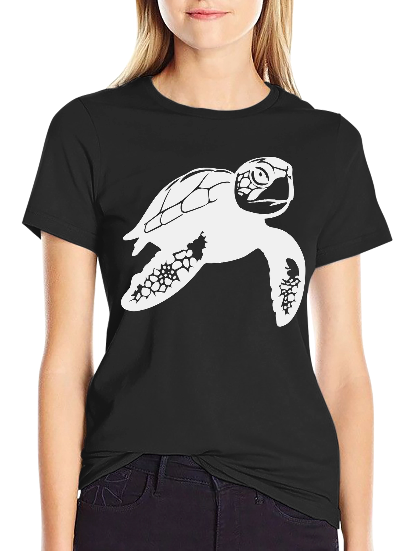Sea Turtle Graphic Tee - Black Cotton Comfort