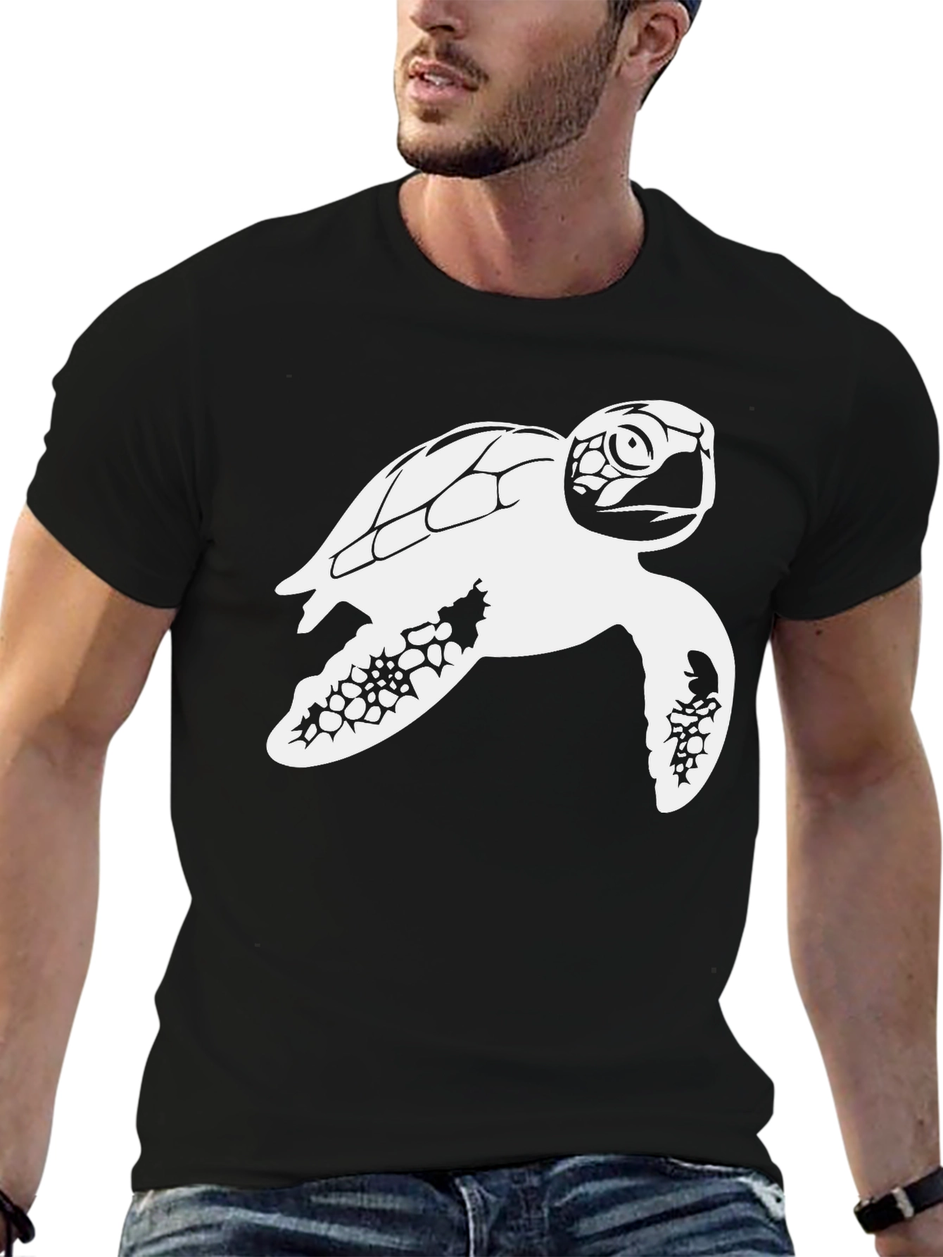 Sea Turtle Graphic Tee - Black Cotton Comfort