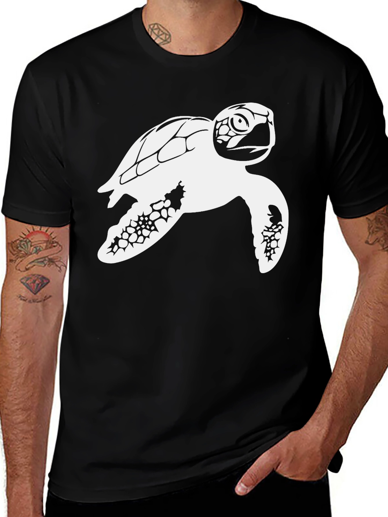 Sea Turtle Graphic Tee - Black Cotton Comfort