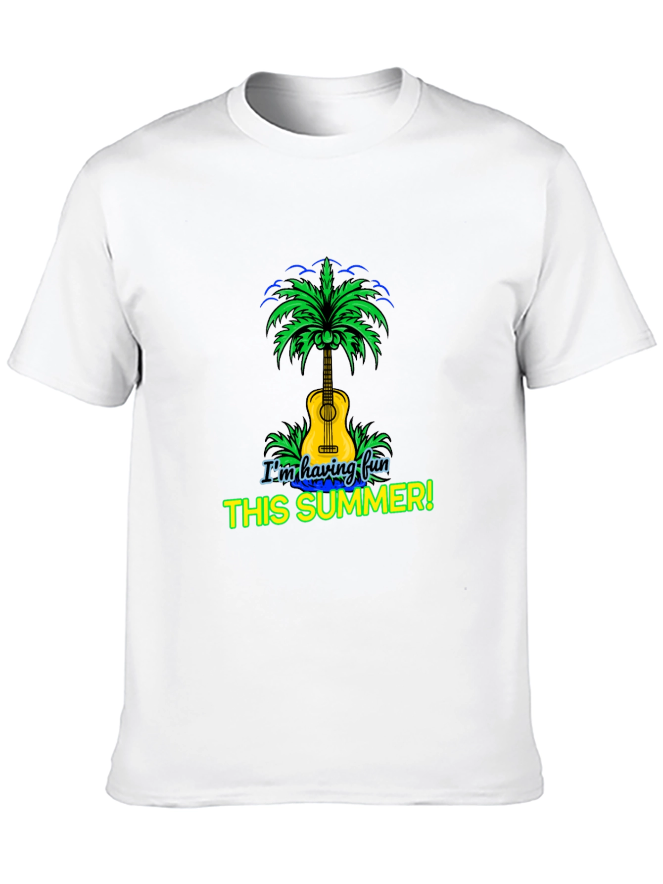 Fun Summer T-Shirt Guitar Palm Tree Design