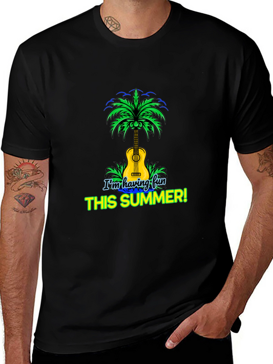 Fun Summer T-Shirt Guitar Palm Tree Design