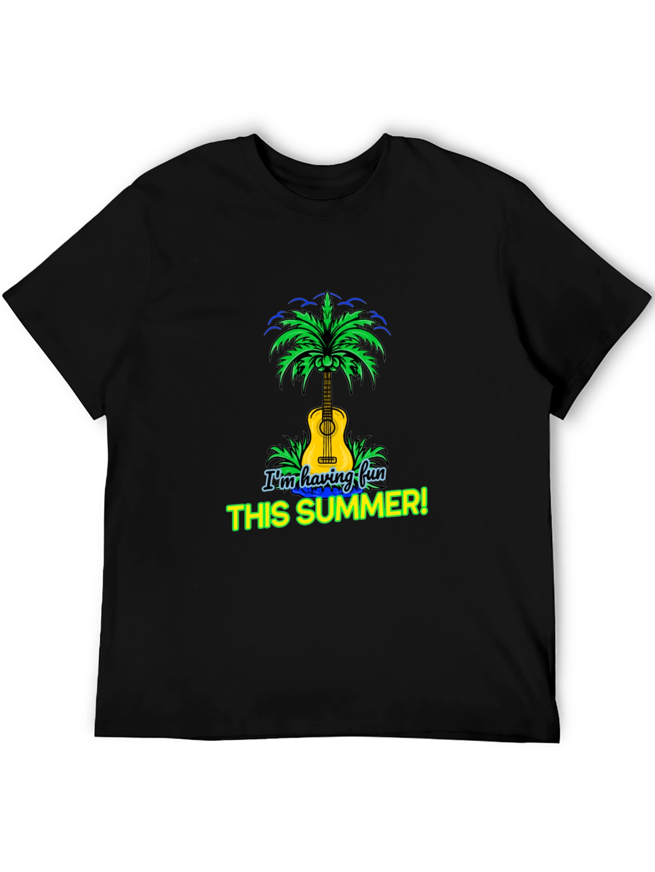 Fun Summer T-Shirt Guitar Palm Tree Design