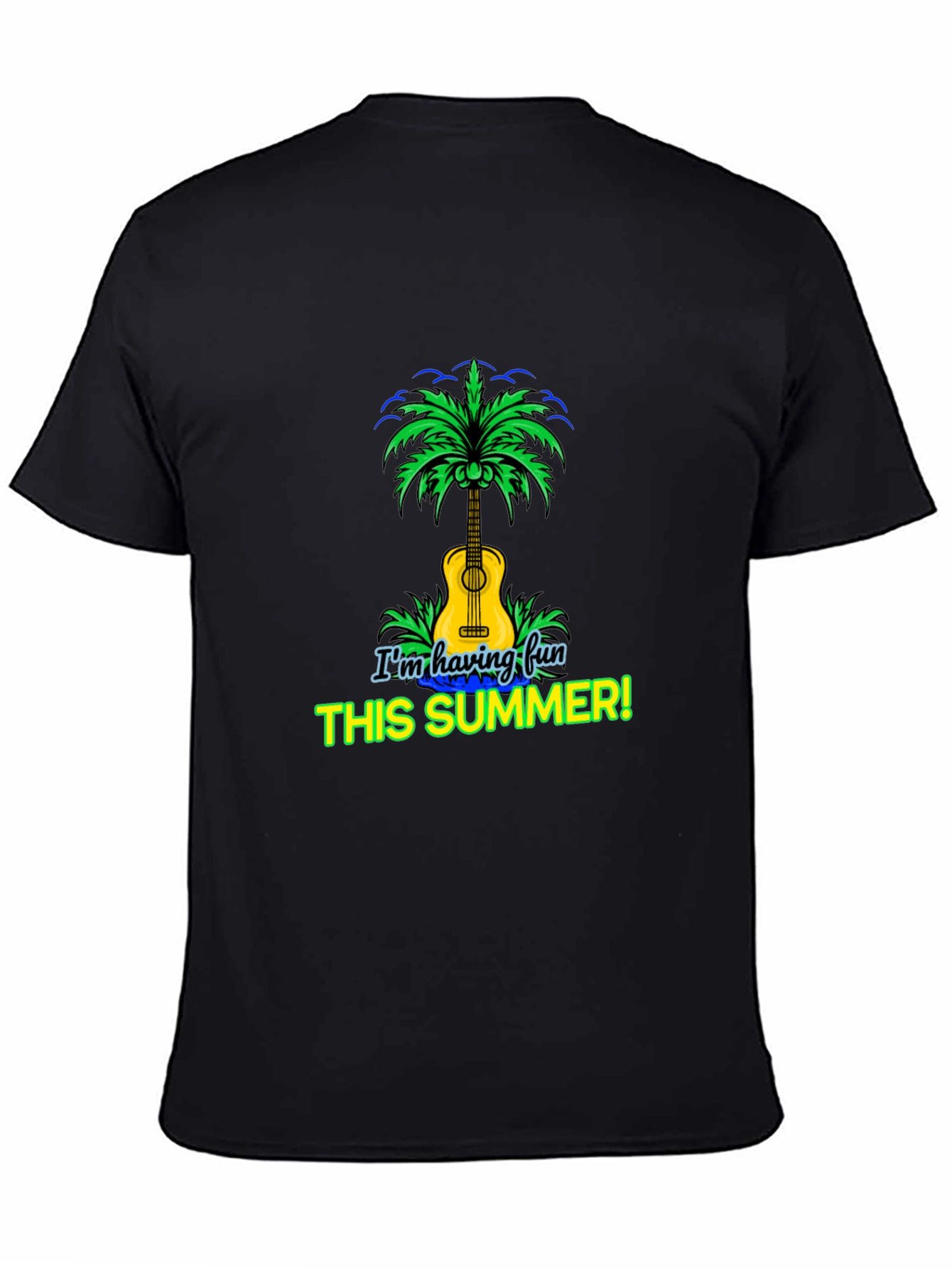 Fun Summer T-Shirt Guitar Palm Tree Design