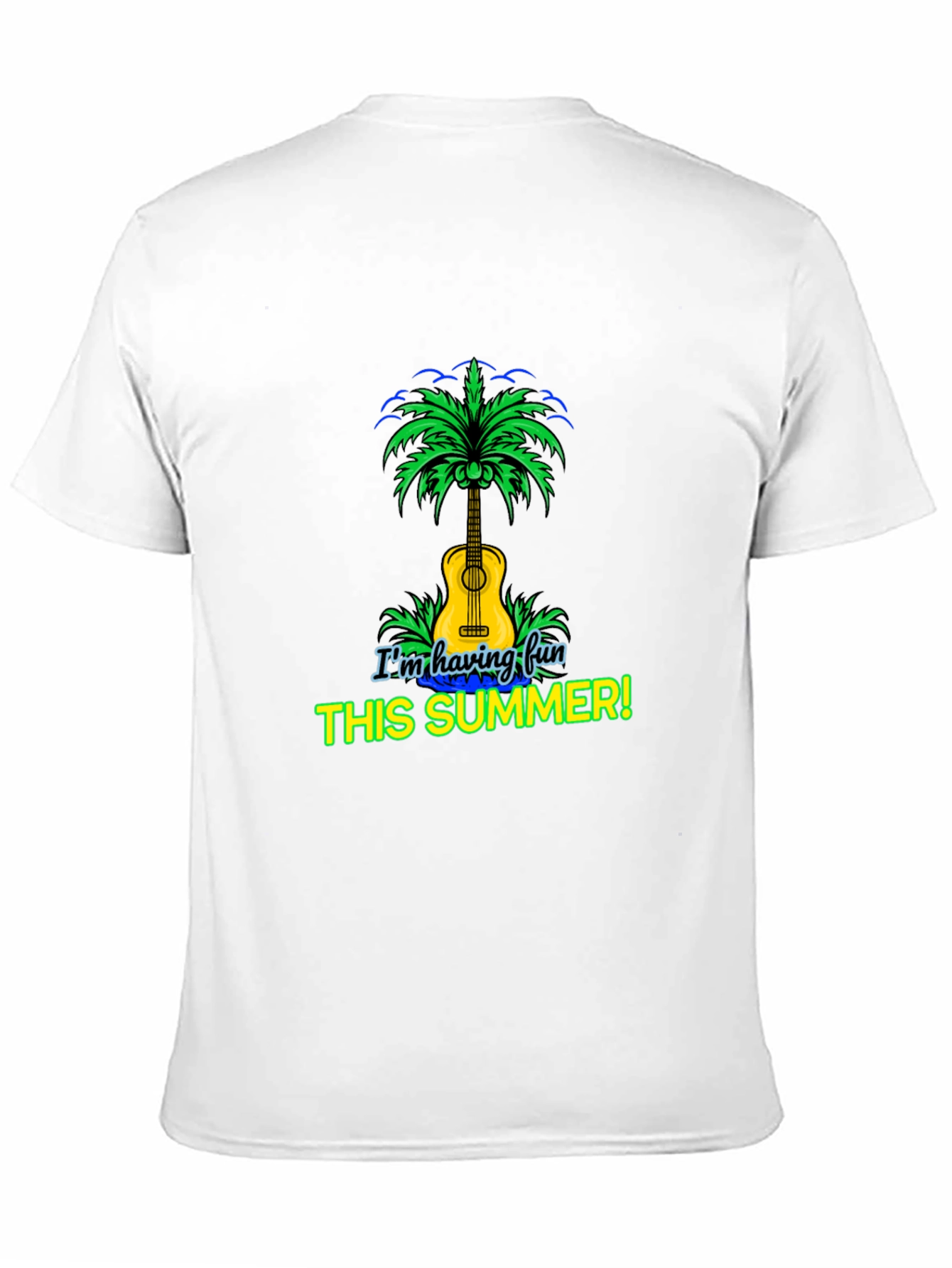 Fun Summer T-Shirt Guitar Palm Tree Design