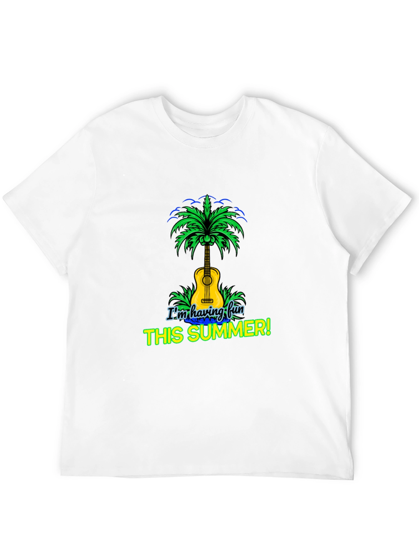 Fun Summer T-Shirt Guitar Palm Tree Design