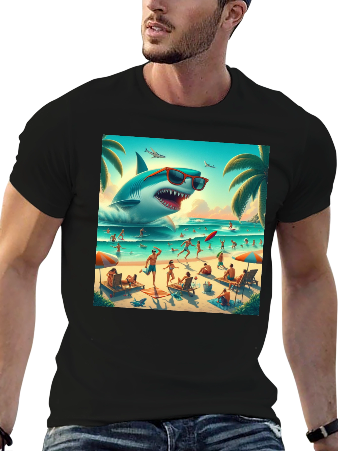 Shark Beach Graphic Tee