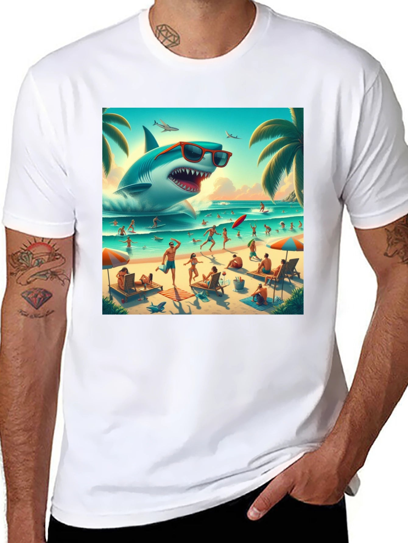 Shark Beach Graphic Tee