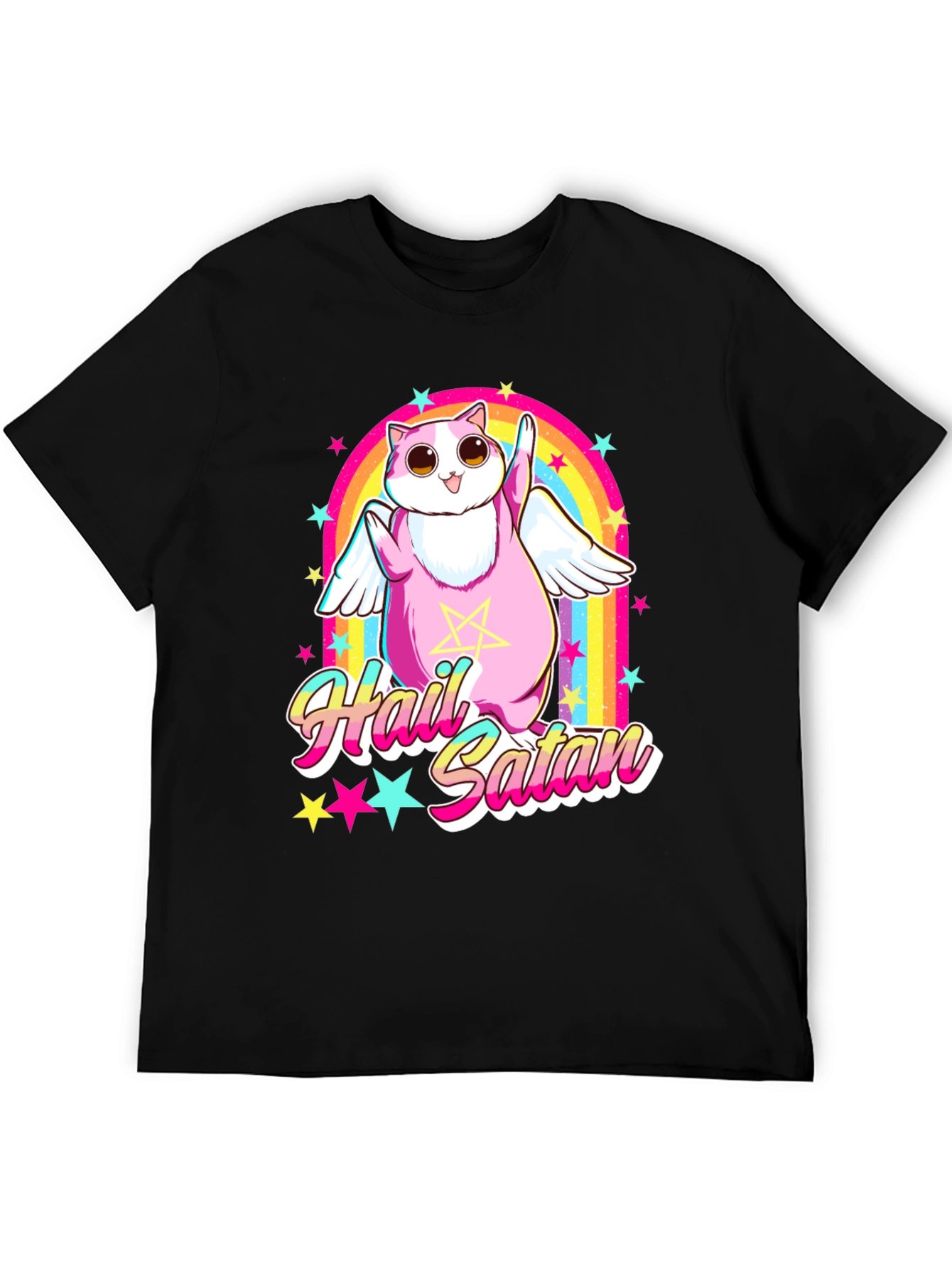 Hail Satan Cat T-Shirt Funny Graphic Tee