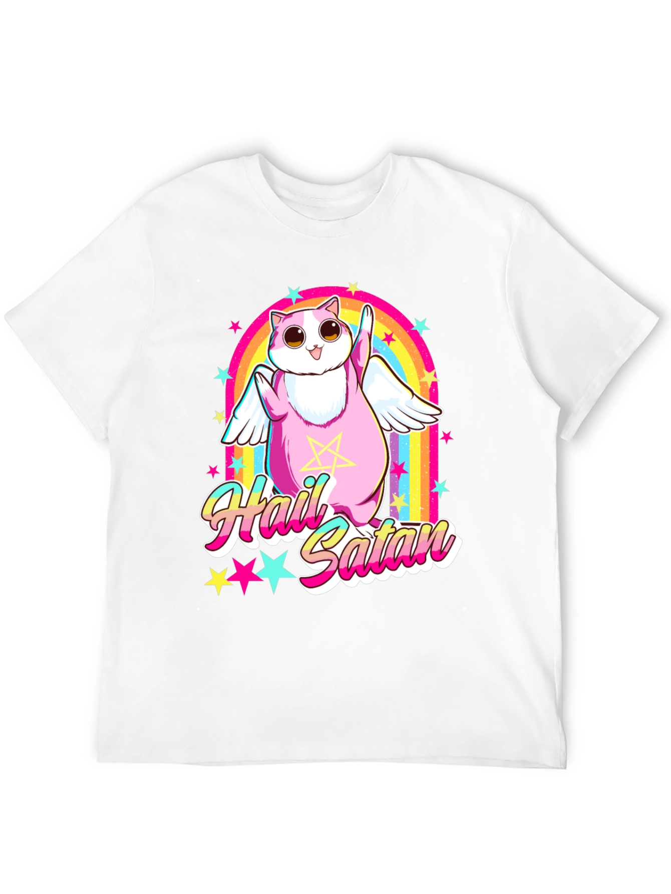 Hail Satan Cat T-Shirt Funny Graphic Tee