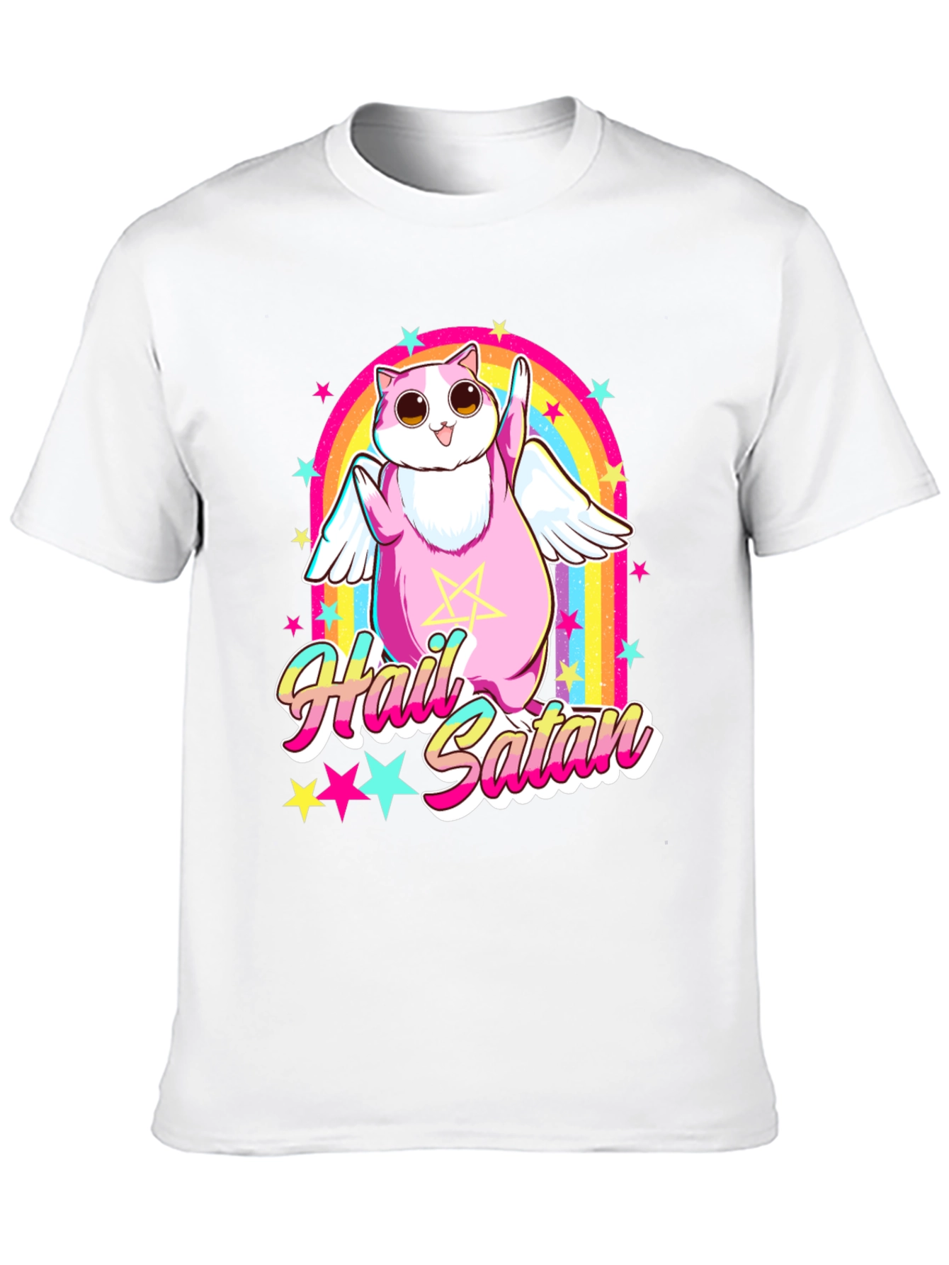 Hail Satan Cat T-Shirt Funny Graphic Tee