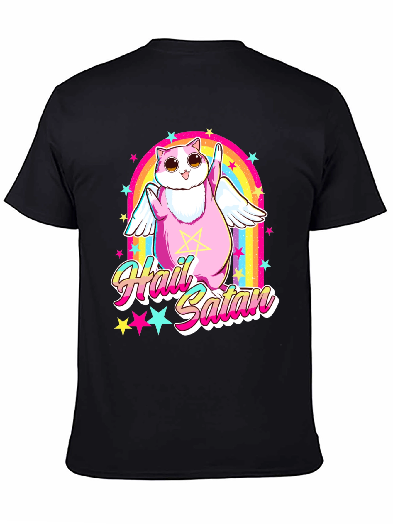 Hail Satan Cat T-Shirt Funny Graphic Tee