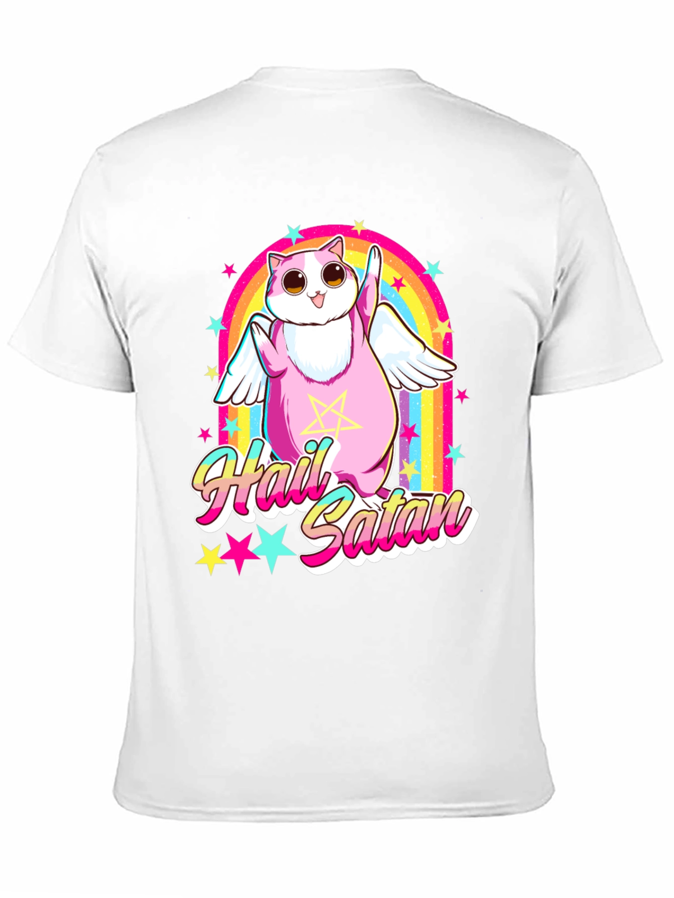 Hail Satan Cat T-Shirt Funny Graphic Tee