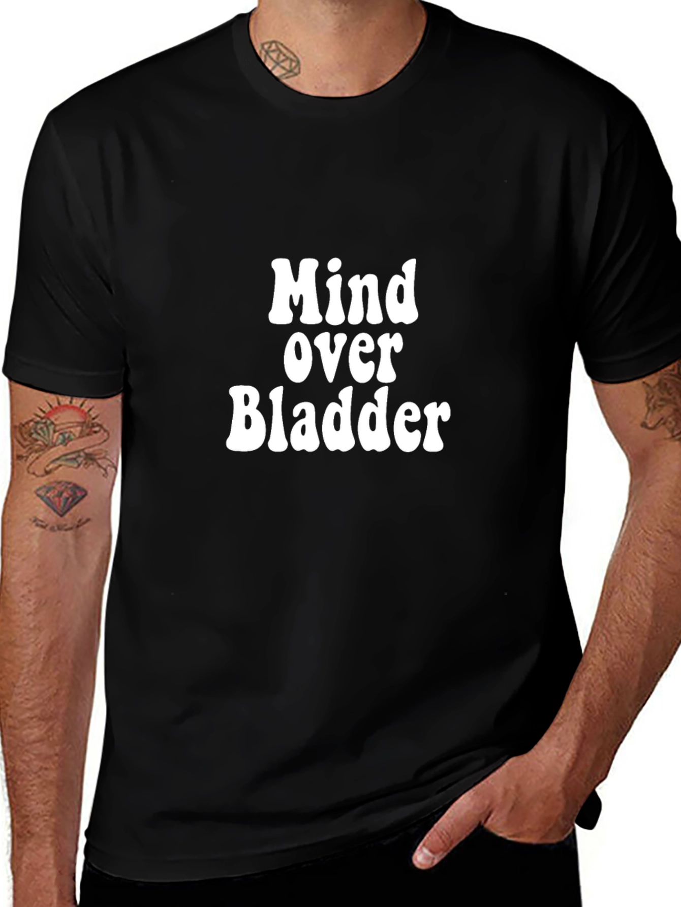Mind Over Bladder Black Graphic T-Shirt