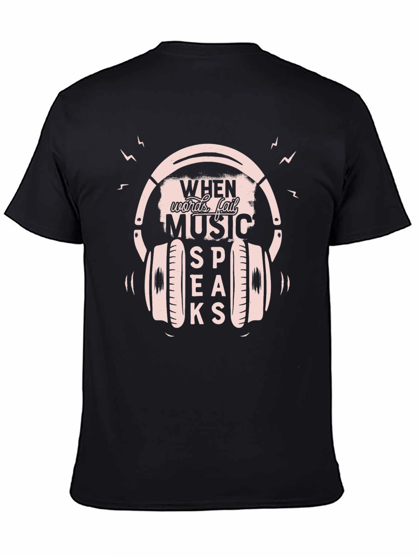 Music Speaks Graphic Tee - Black Cotton T-Shirt