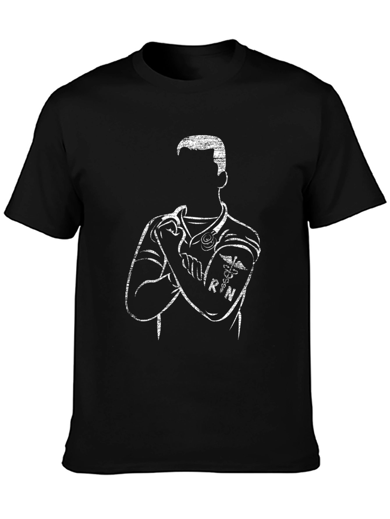 Nurse RN Silhouette Graphic T-Shirt - Black