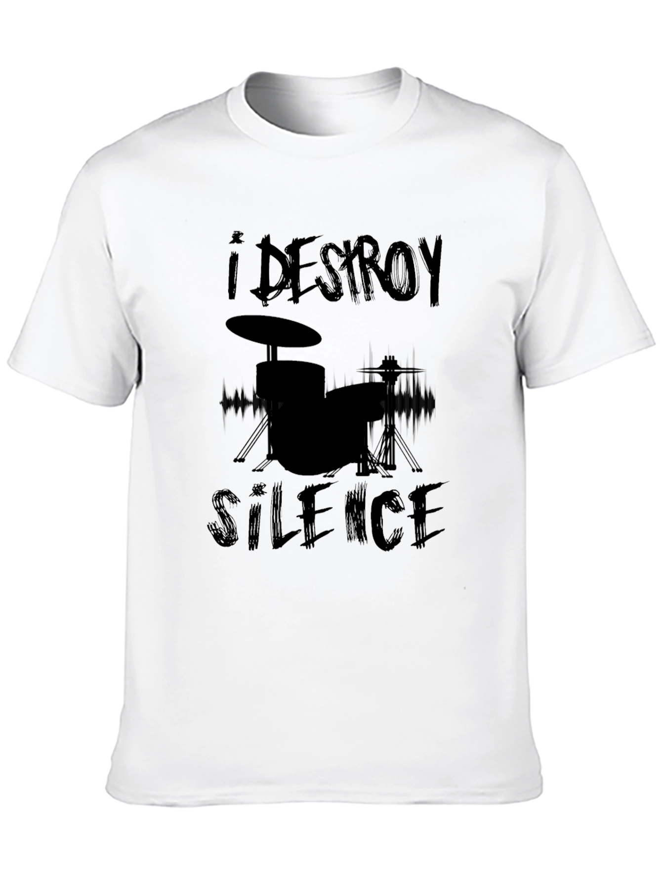 I Destroy Silence Black Drummer T-Shirt