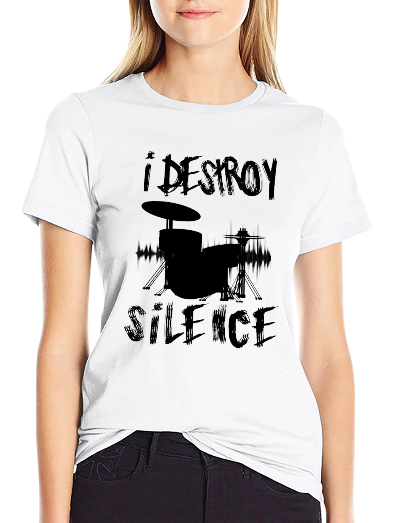 I Destroy Silence Black Drummer T-Shirt