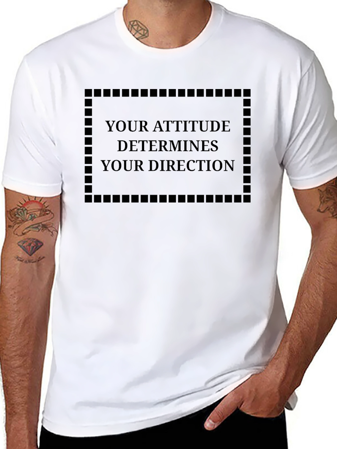 Motivational Black T-Shirt - Attitude Determines Direction