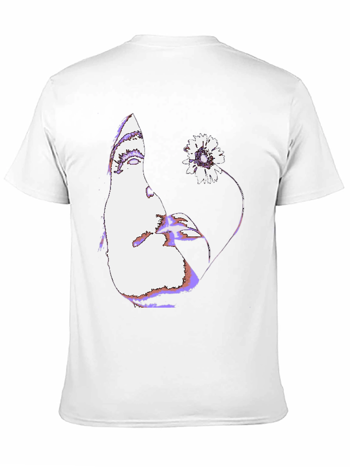 Abstract Face & Flower Graphic Black T-Shirt