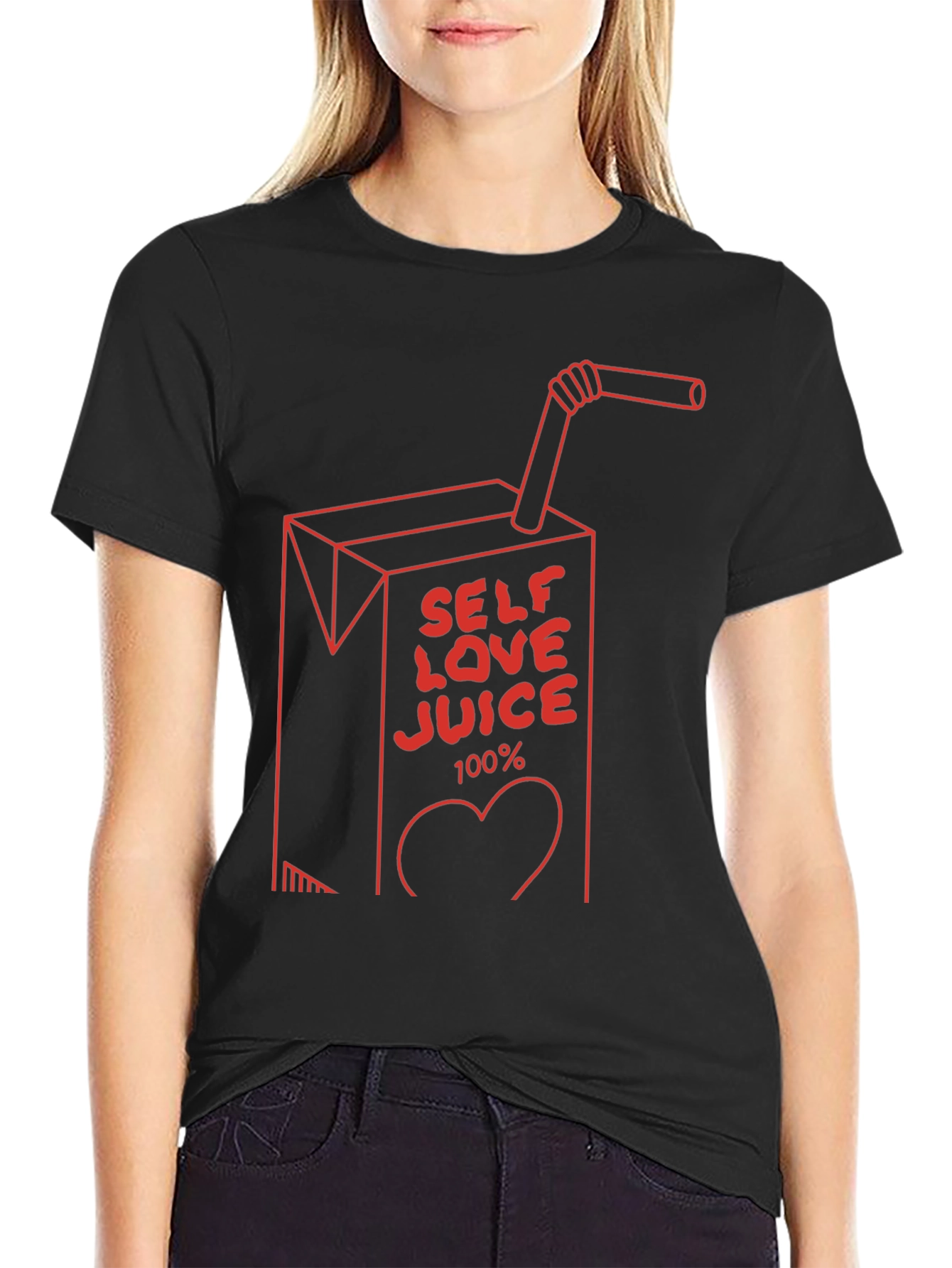 Self Love Juice Graphic Tee - Trendy Black T-Shirt