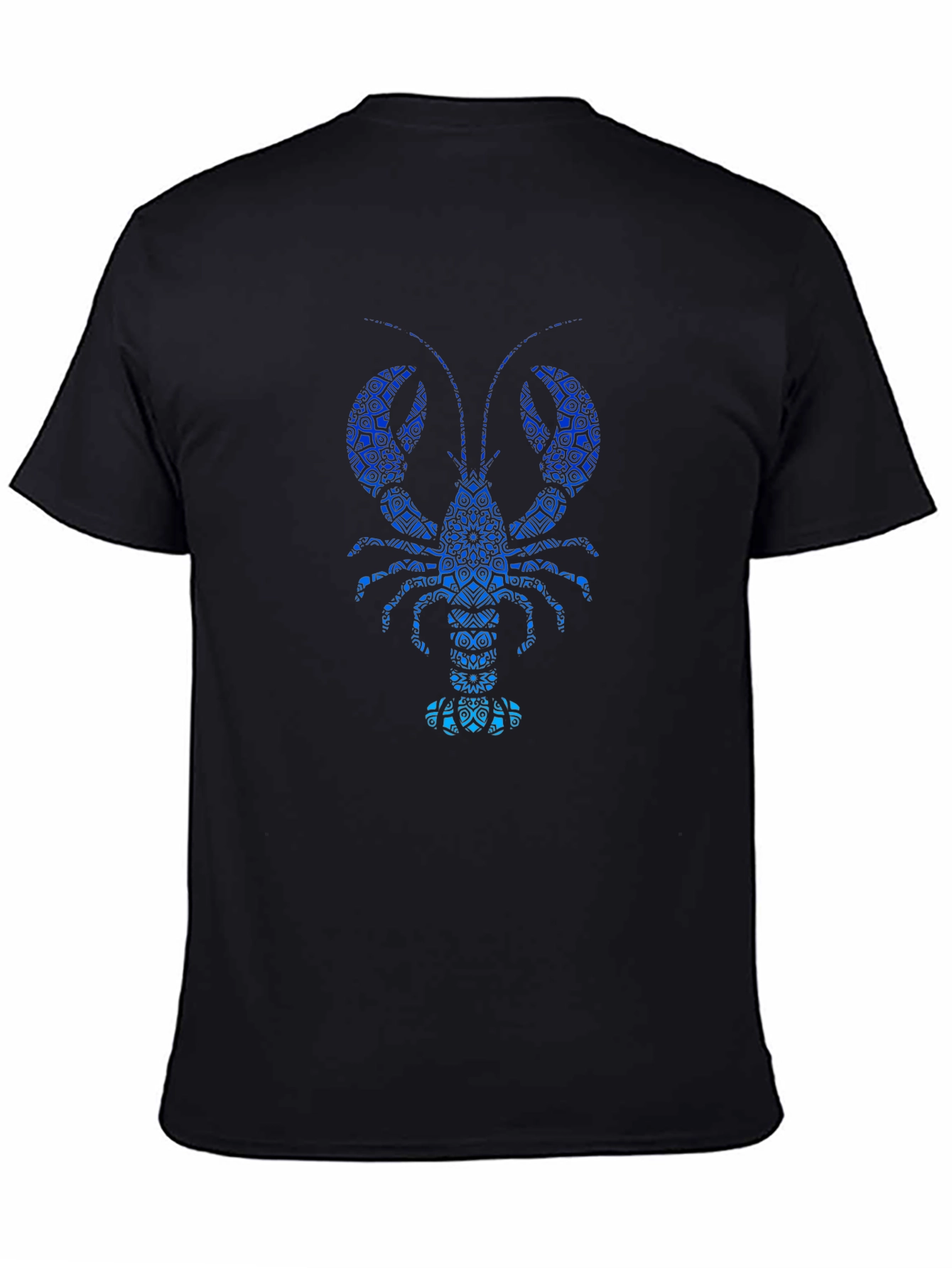 Blue Lobster Graphic Print Mens Black T-Shirt