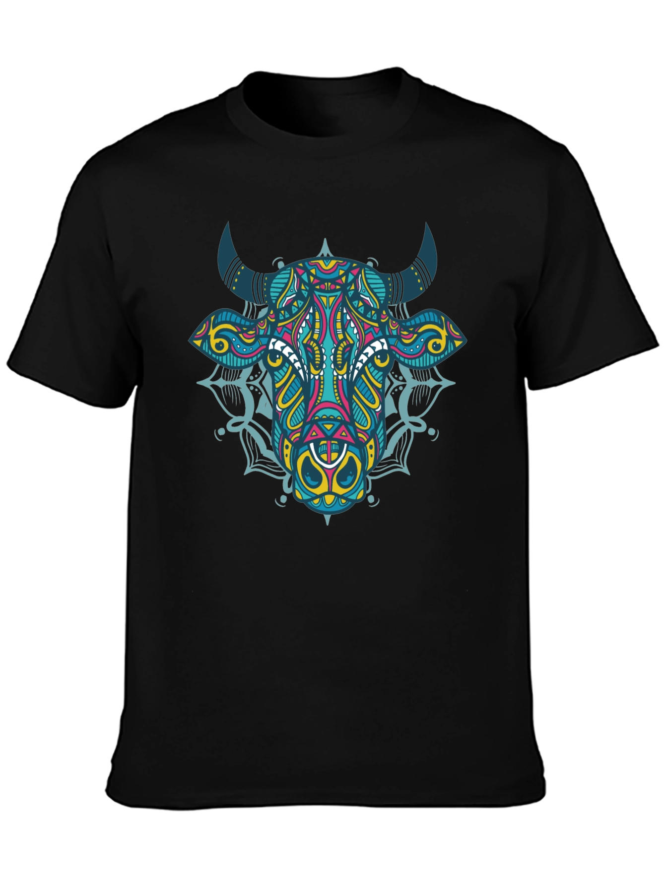 Cow Mandala Graphic Tee - Black