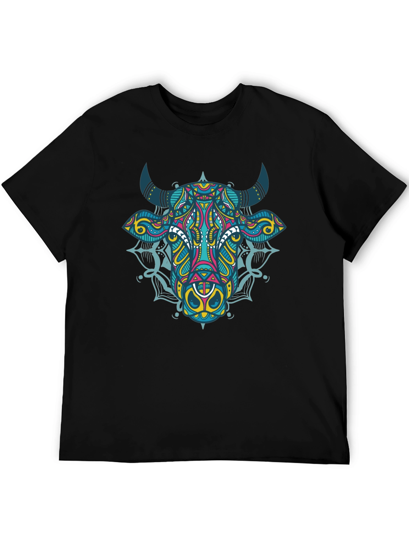 Cow Mandala Graphic Tee - Black