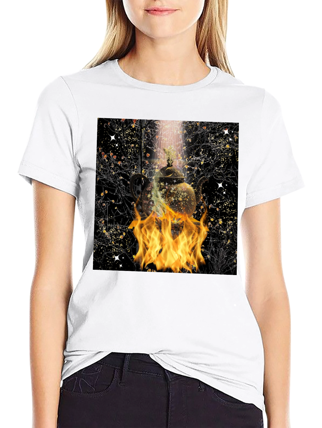 Fiery Teapot Graphic Tee - Unique Style
