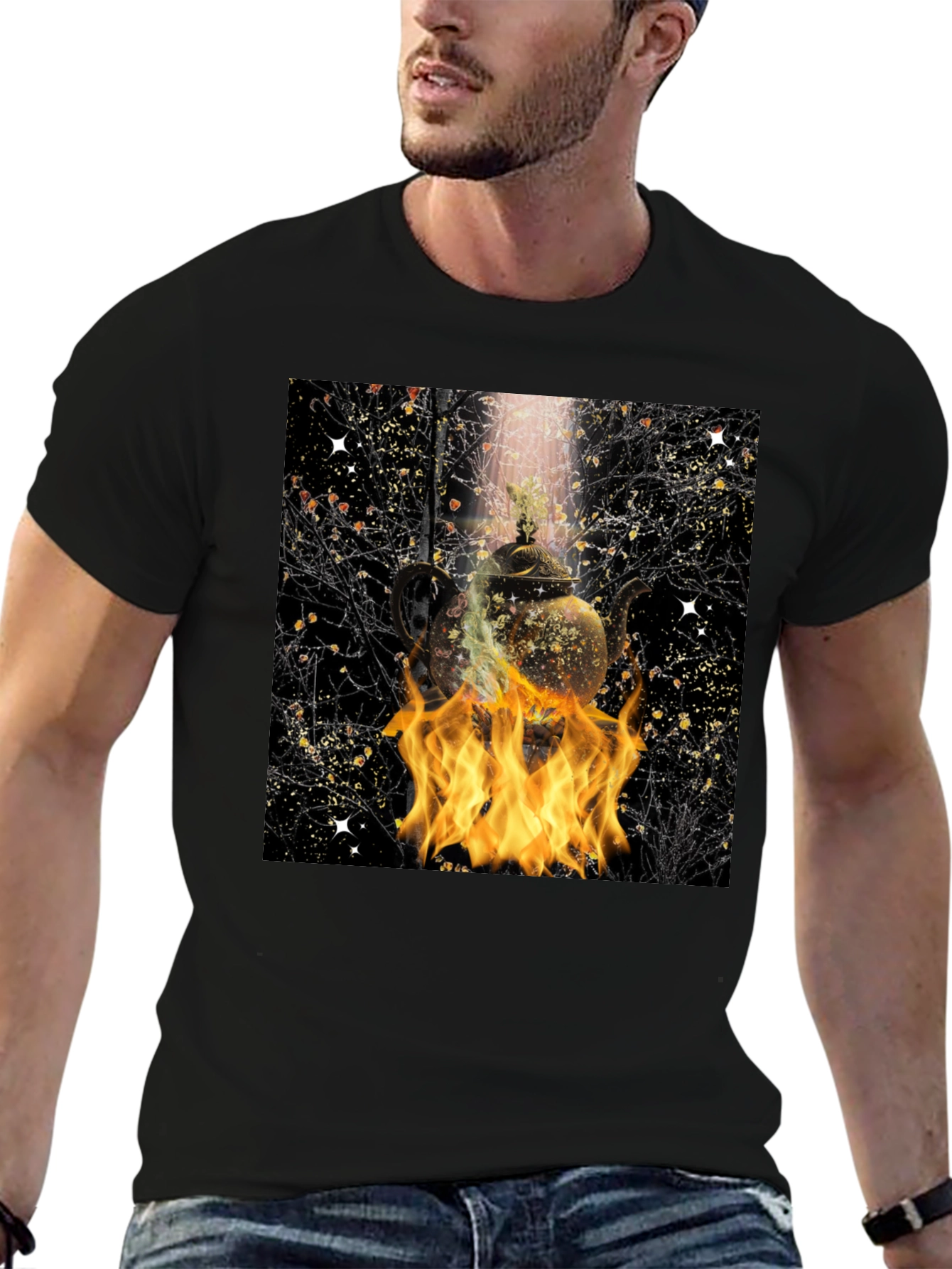Fiery Teapot Graphic Tee - Unique Style