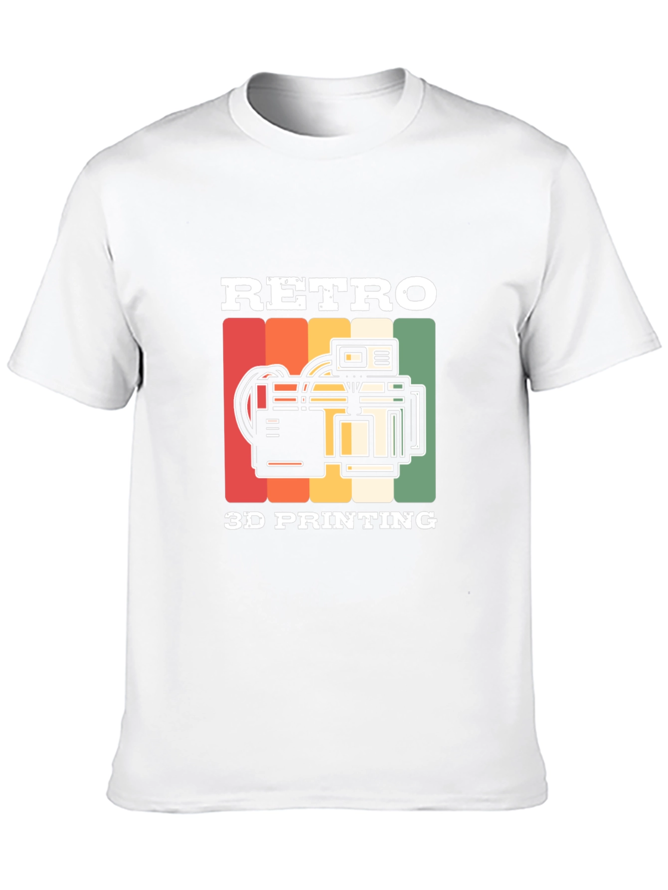 Retro 3D Printing Black T-Shirt