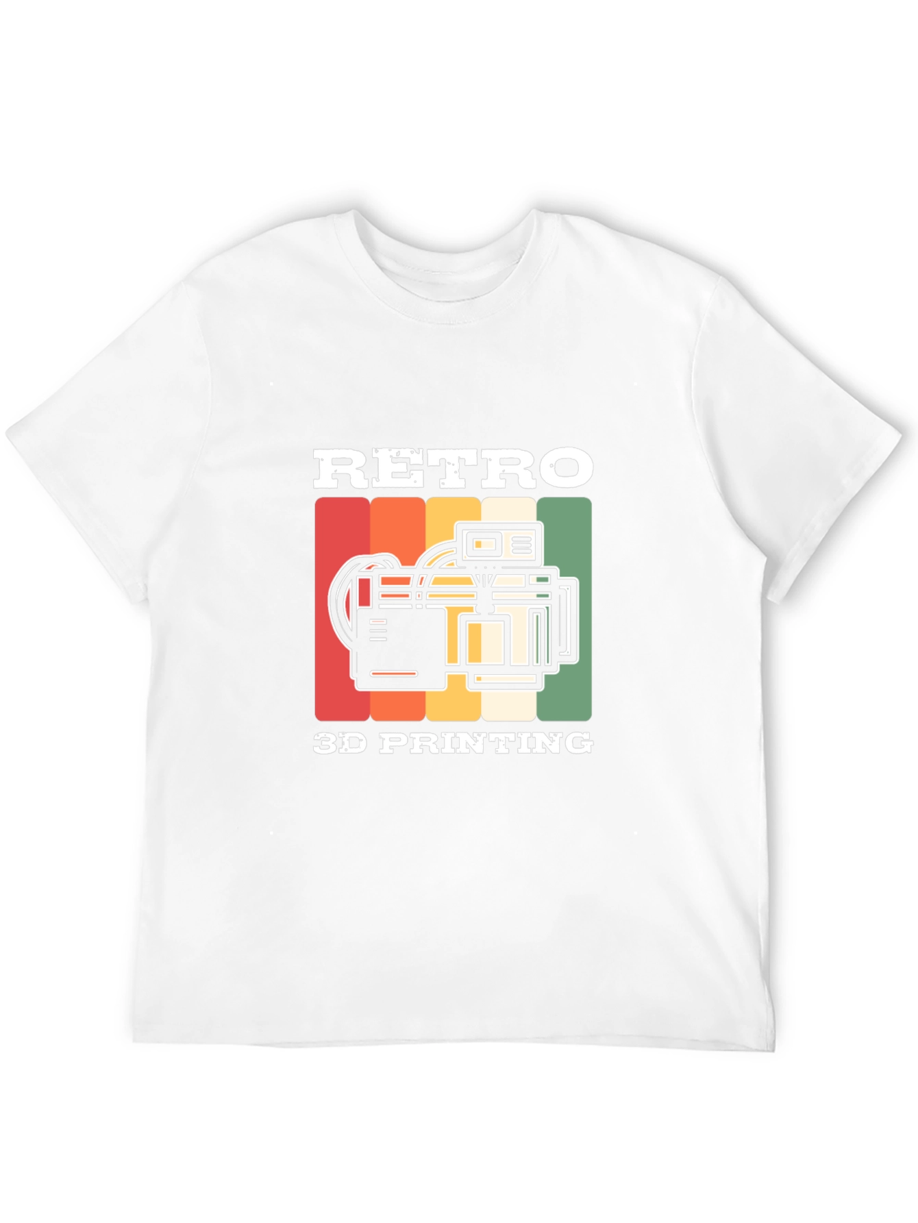 Retro 3D Printing Black T-Shirt