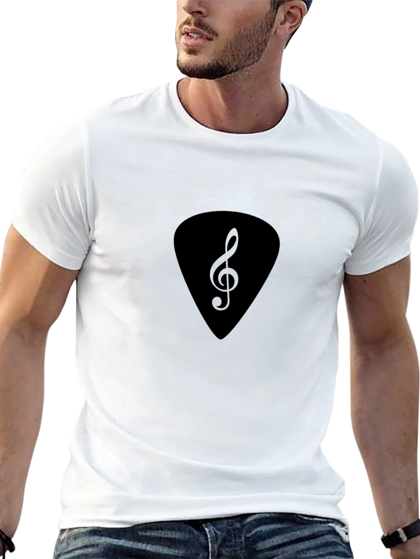 Black Treble Clef Guitar Pick T-Shirt