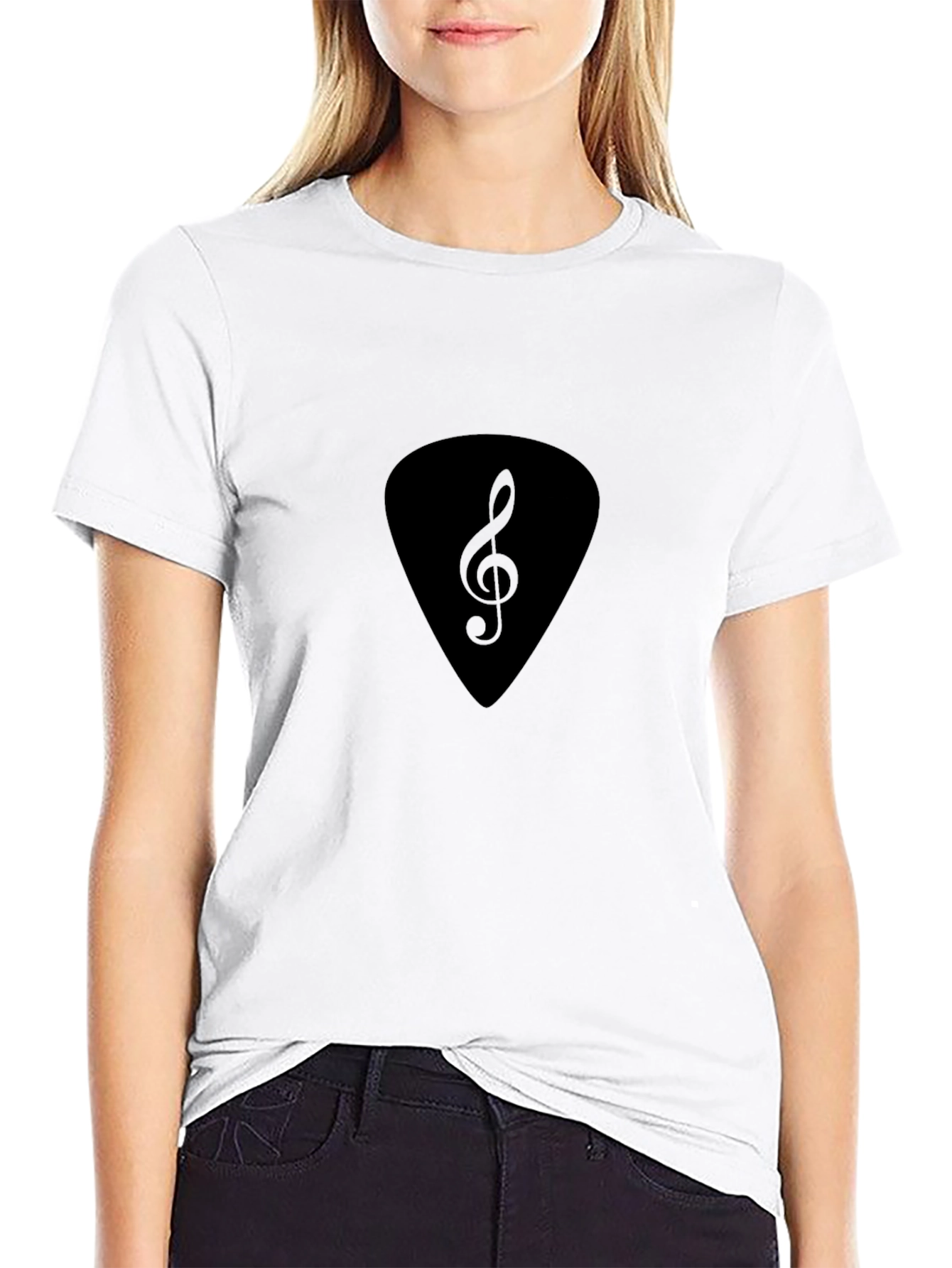 Black Treble Clef Guitar Pick T-Shirt