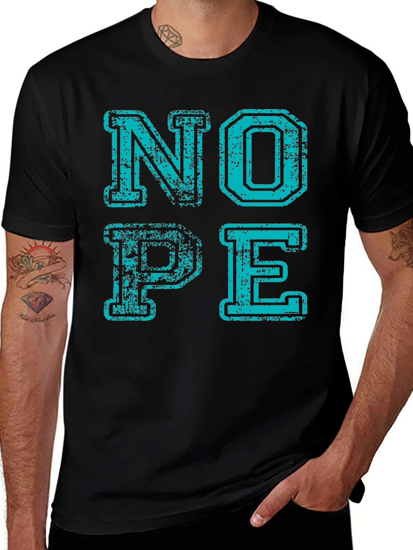 Nope Graphic Tee - Distressed Print