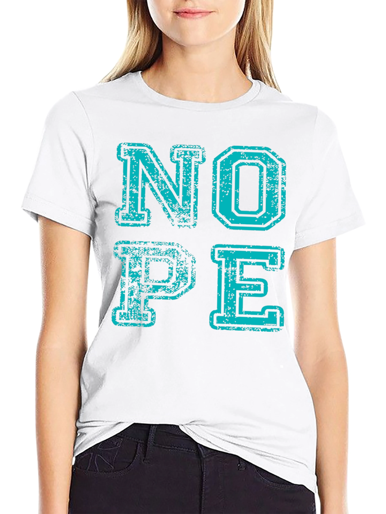 Nope Graphic Tee - Distressed Print