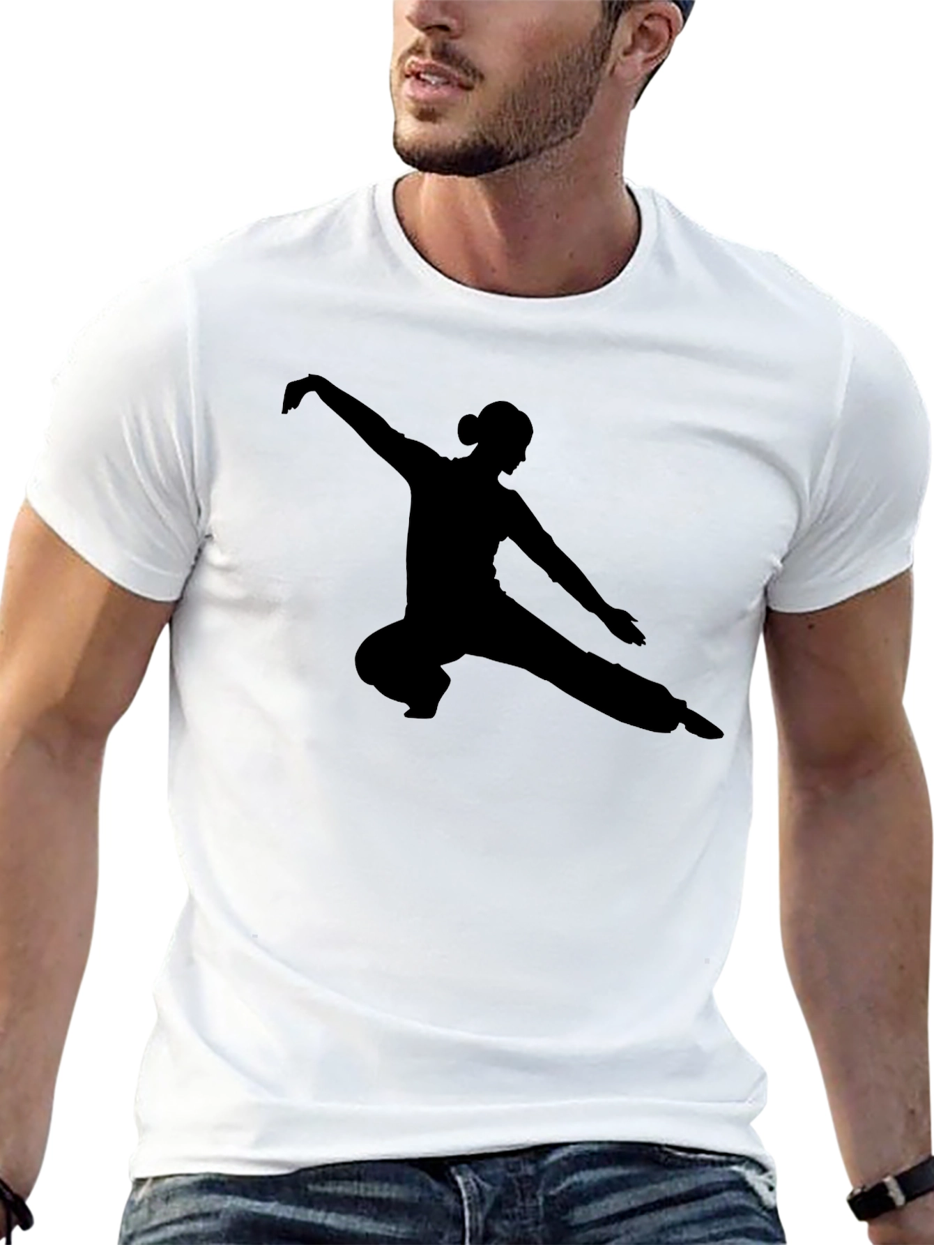 Martial Arts Silhouette T-Shirt - Black Cotton Tee