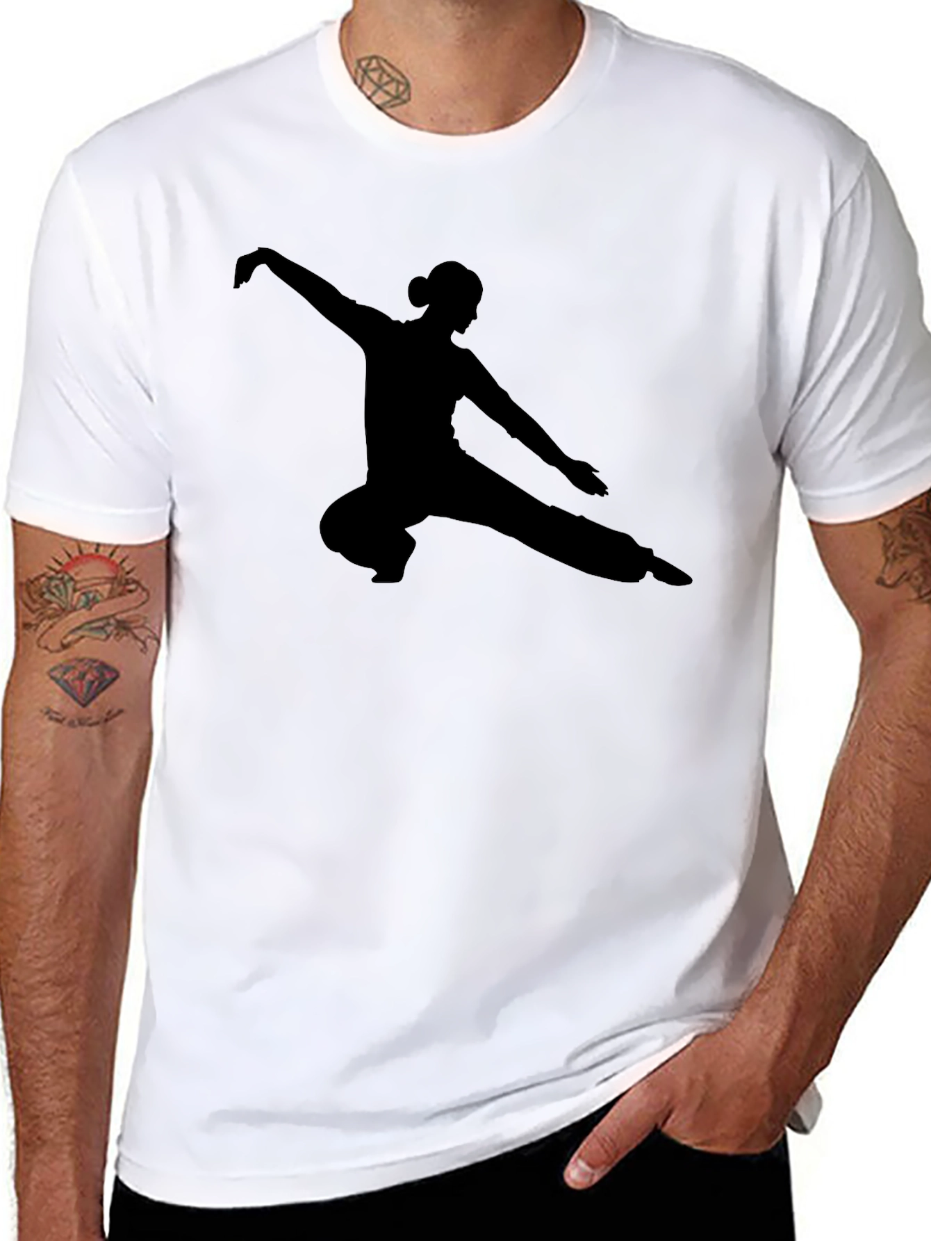 Martial Arts Silhouette T-Shirt - Black Cotton Tee