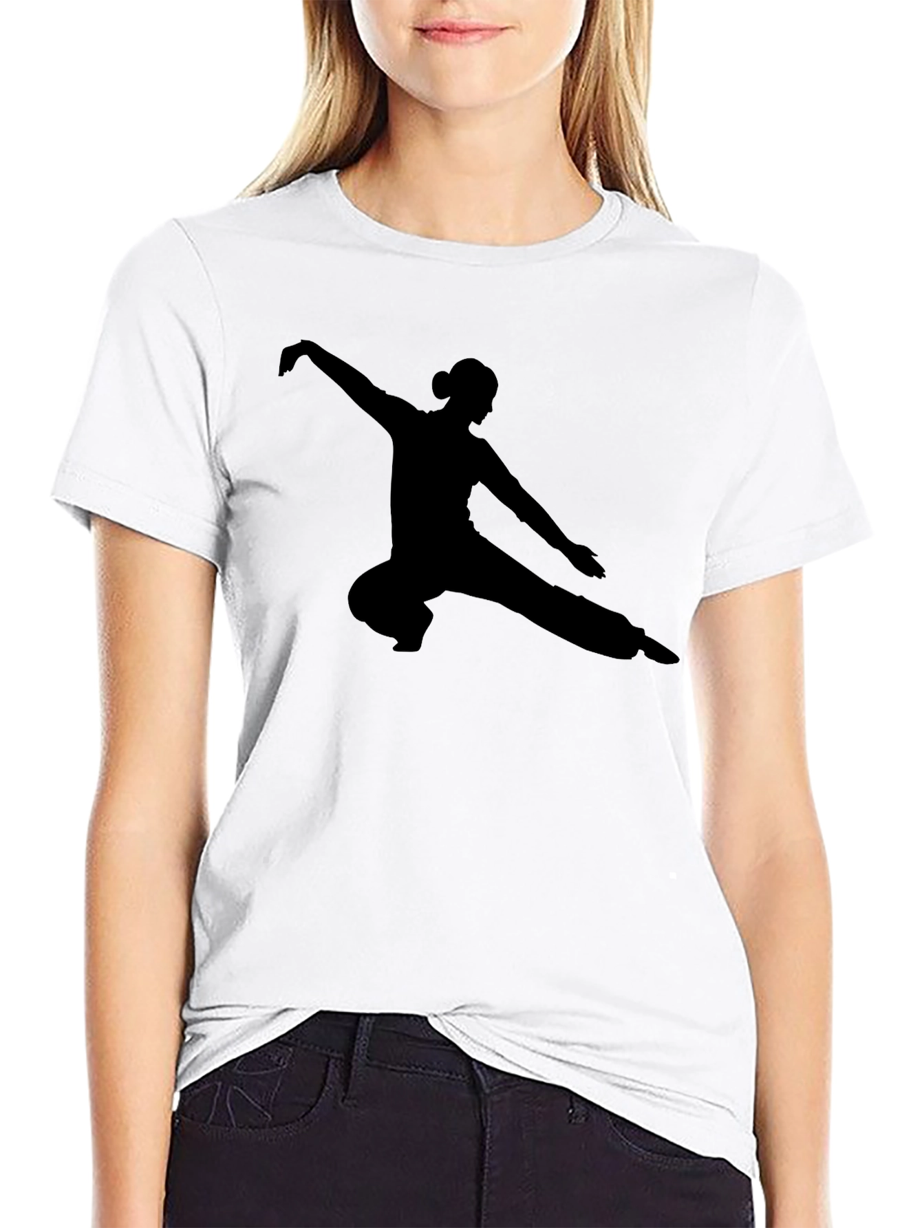 Martial Arts Silhouette T-Shirt - Black Cotton Tee