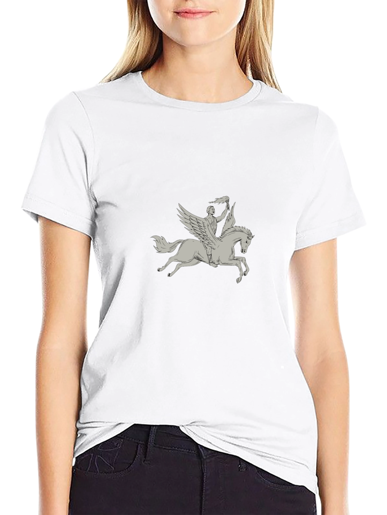 Pegasus Rider Graphic Tee - Black Cotton Blend