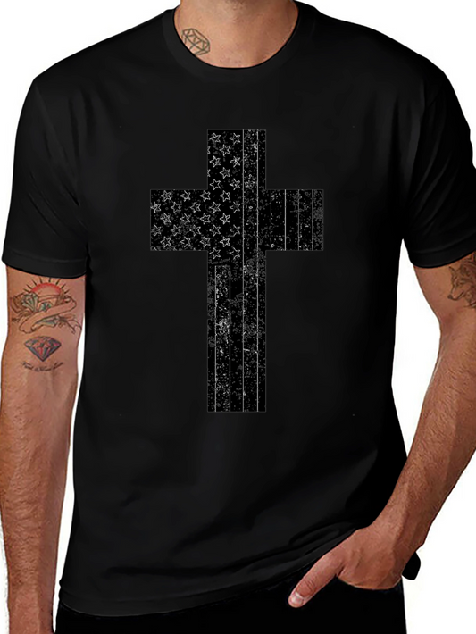 American Flag Cross Graphic T-Shirt