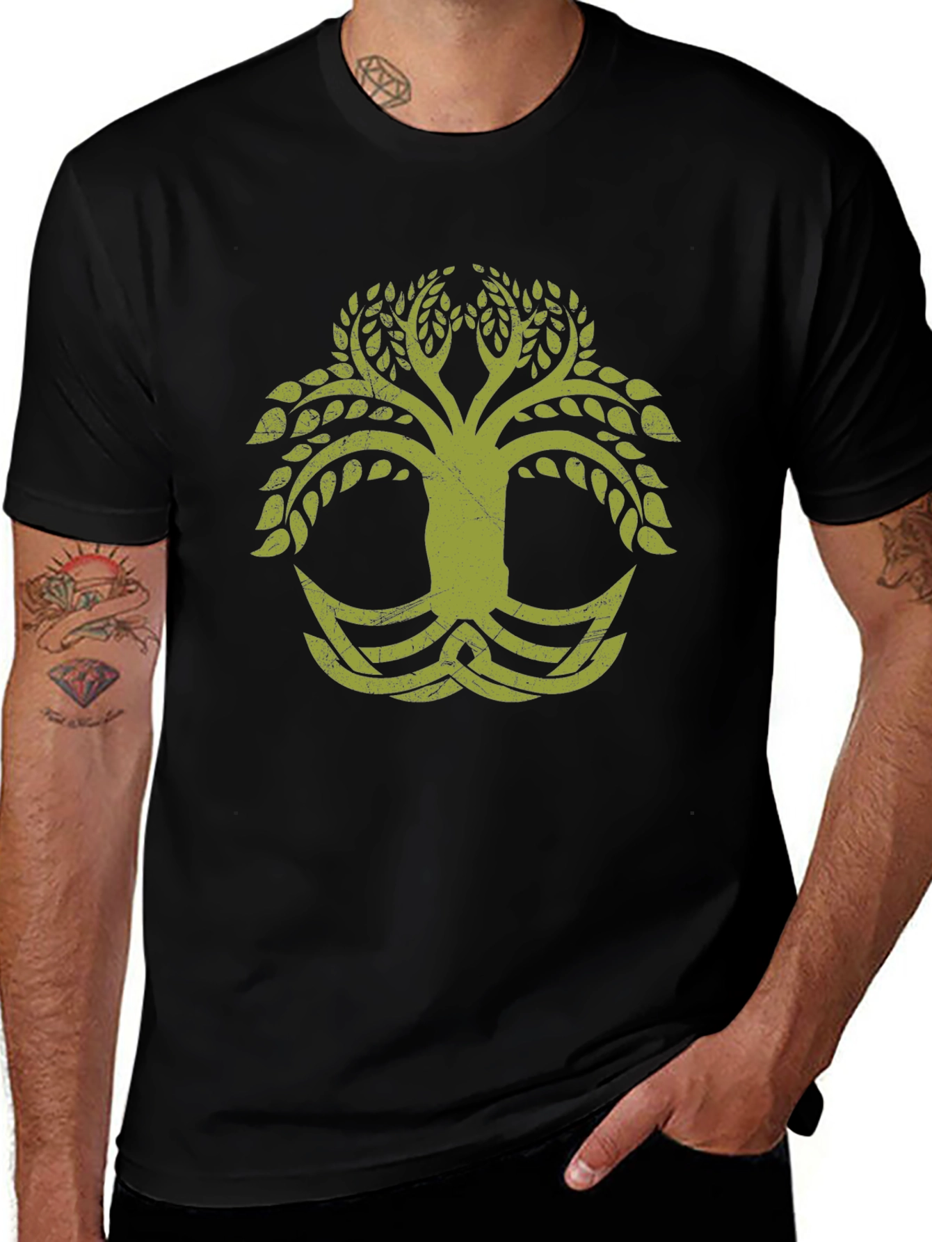 Celtic Tree of Life Graphic Black T-Shirt