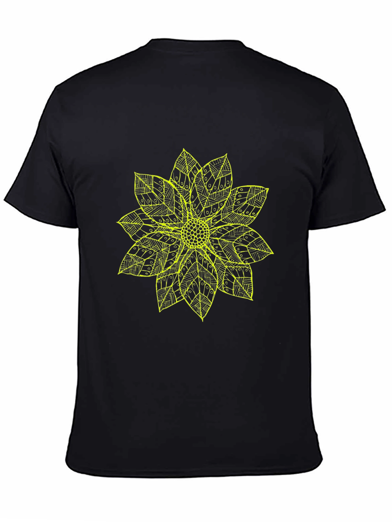 Black T-Shirt with Yellow Flower Design