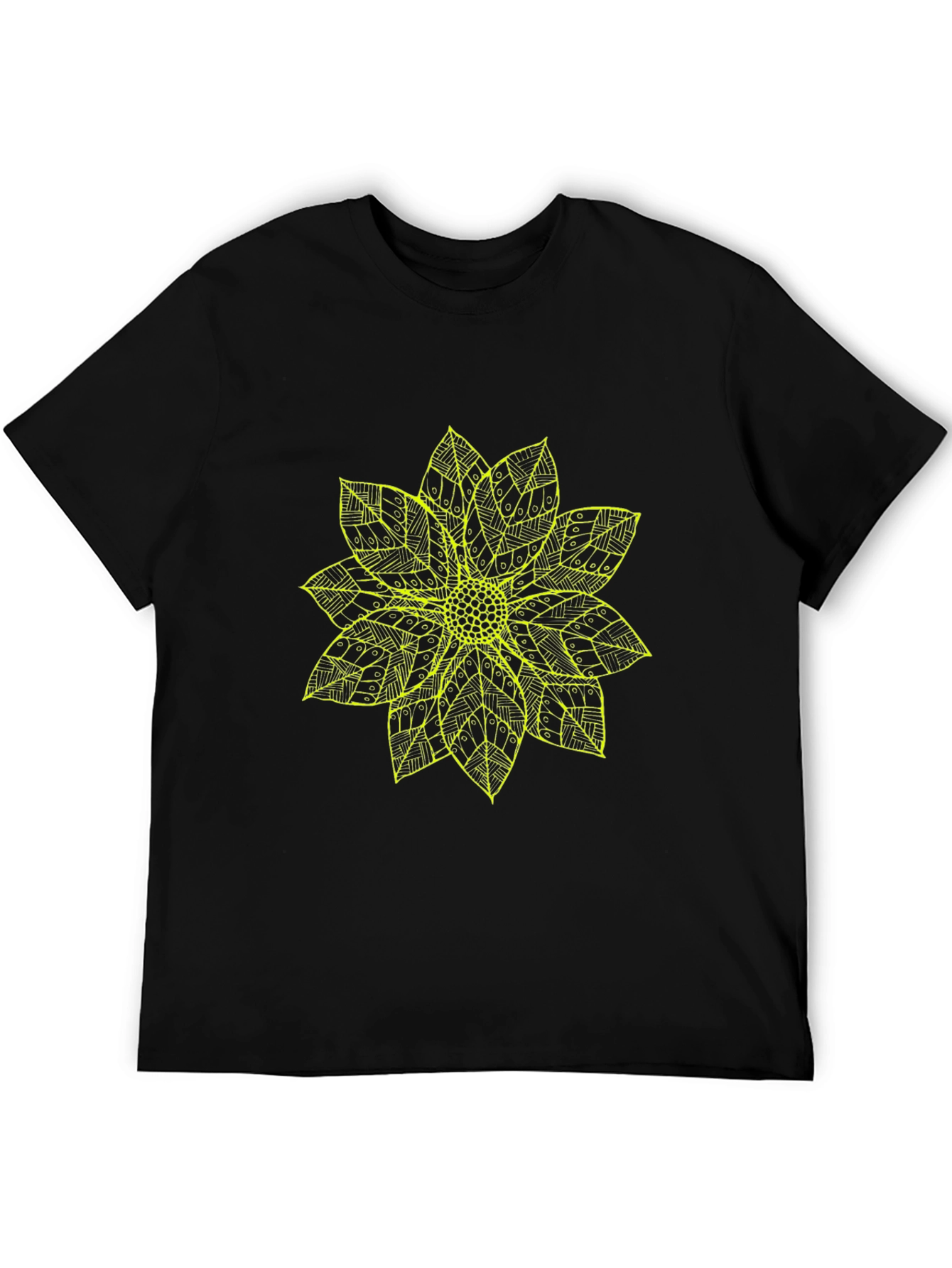 Black T-Shirt with Yellow Flower Design