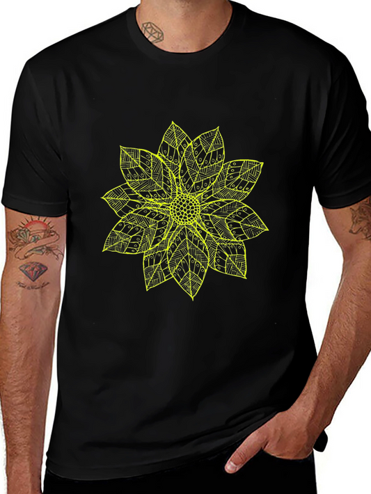 Black T-Shirt with Yellow Flower Design