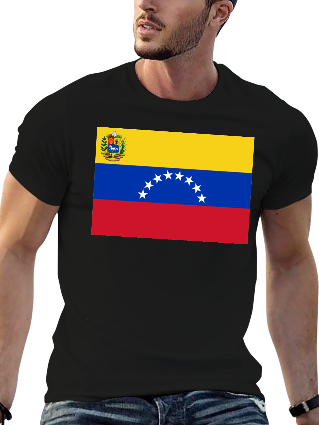 Venezuela Flag Graphic T-Shirt - Black