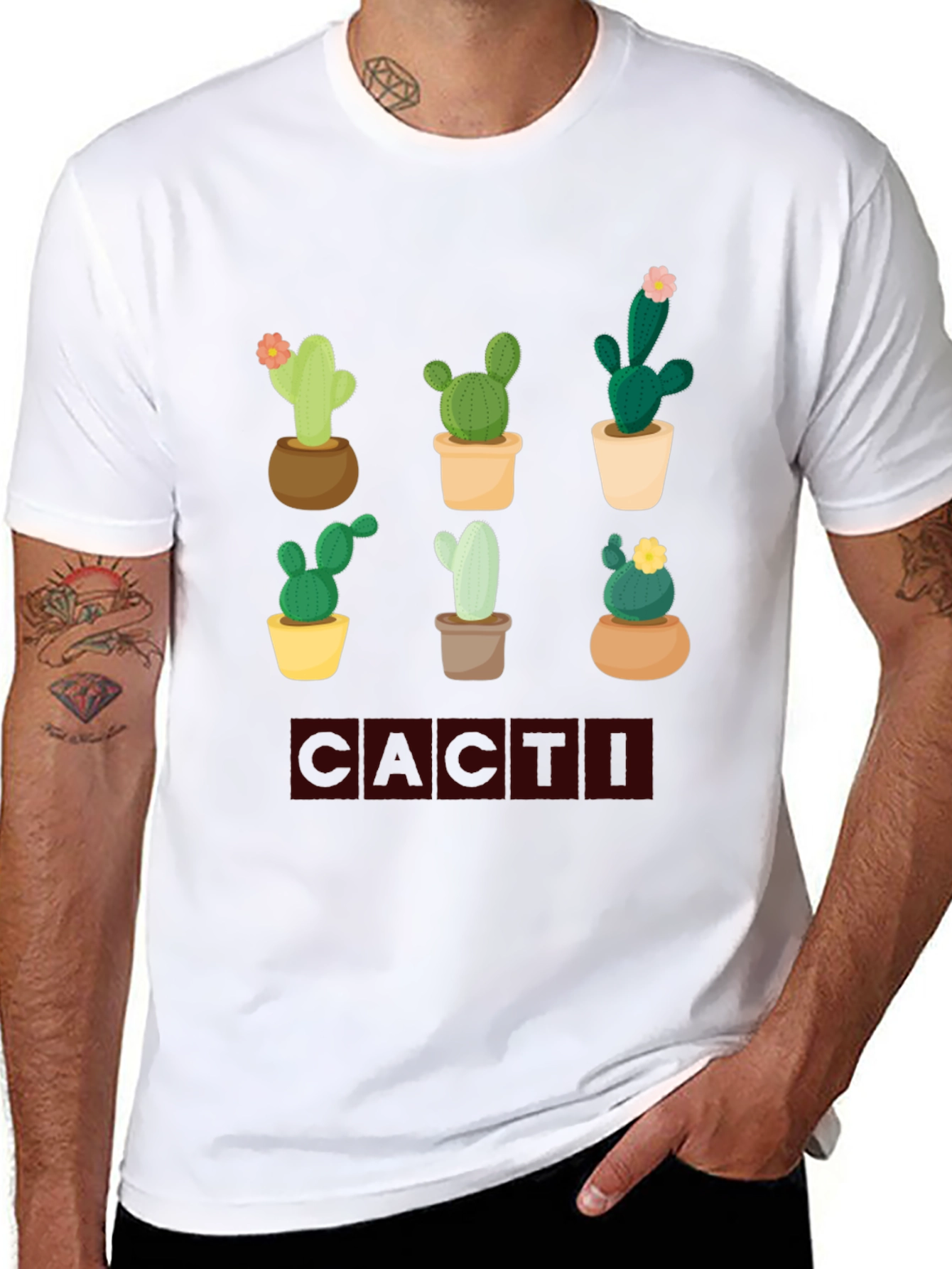 Cacti Graphic Print Tee - Trendy Plant Lover Shirt