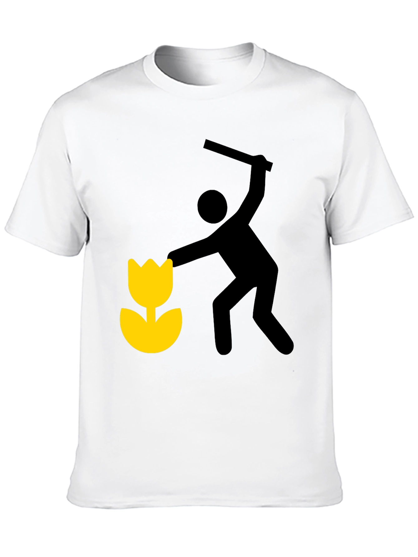 Whimsical Graphic Tee: Man Shattering Flower