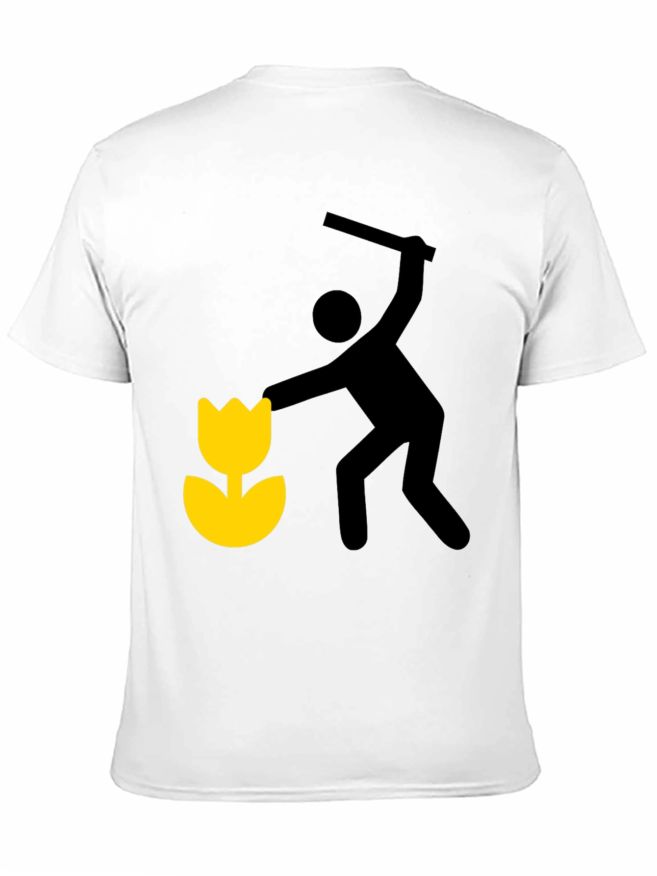Whimsical Graphic Tee: Man Shattering Flower