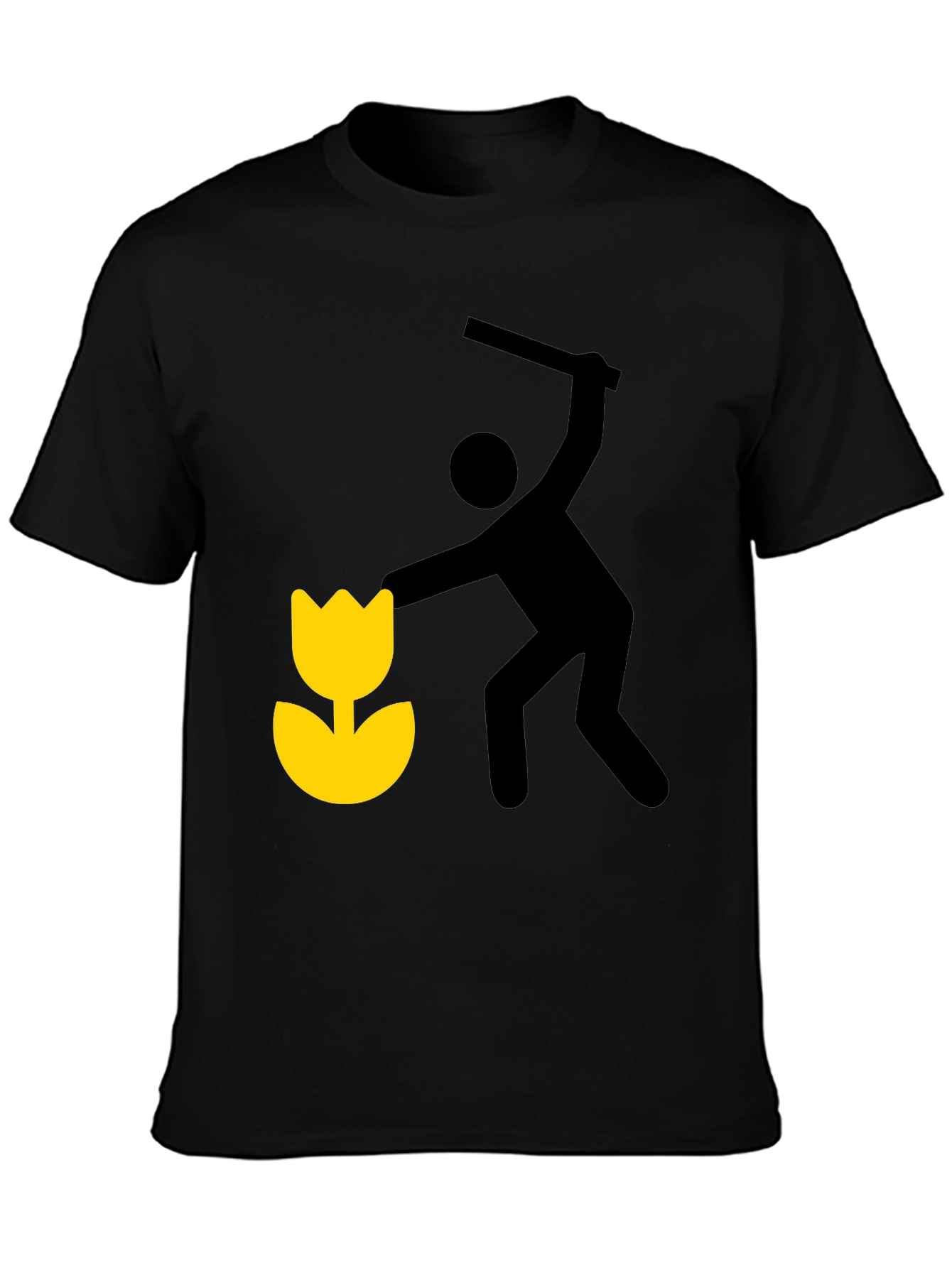 Whimsical Graphic Tee: Man Shattering Flower